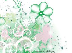 an abstract floral background with green, pink and white flowers on the left hand side