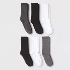 Women's 6pk Crew Socks - A New Day™ Assorted Color 4-10 : Target Pack Of Socks, Casual Black Socks For Everyday, Black Casual Everyday Socks, Casual Black Everyday Socks, A New Day, Crew Socks, Same Day Delivery, New Day, Target