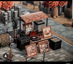 there are many items on the table in this video game, including an old fashioned record player