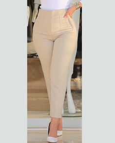 Professional Attire, Slim Fit Pants, Cropped Trousers, Bottom Clothes, Work Pants, Womens Fashion Casual, Stylish Design, Classy Outfits, 1 Inch