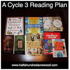 there are many children's books on the table with text overlay that says, a cycle 3 reading plan