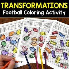 two hands holding pencils next to three coloring sheets with words and pictures on them