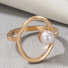 Elegant Pearl Stone Joint Ring Gold Color Alloy metal Jewelry Gift – lastrafashion Luxury Gold Pearl Ring Gift, Luxury Pearl Ring With Polished Finish For Gift, Unique Polished Pearl Ring For Gift, Formal Gold-plated Pearl Ring, Elegant Gold-plated Pearl Ring For Formal Occasions, Bohemia Style, Pearl Stone, Ring Gold, Metal Jewelry