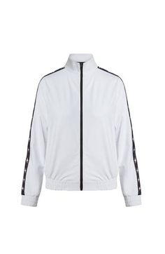 Layer up with our Y2K-inspired Bolt Track Jacket. Featuring elevated microscuba and lightening filled side stripes, this jacket is sure to pull any look together. Semi-fitted Quick Dry Fabric Side Pockets Winter Athleisure Outerwear With Side Stripes, Sporty White Track Jacket With Reflective Details, White Nylon Track Jacket For Gym, White Sporty Track Jacket With Contrast Stripes, Sporty White Track Jacket With Contrast Stripes, Athleisure Outerwear With Contrast Stripes For Winter, Winter Athleisure Outerwear With Contrast Stripes, White Nylon Activewear For Winter, White Sporty Outerwear With Reflective Details