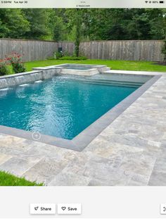 an image of a swimming pool with landscaping around it and the words above it that says,