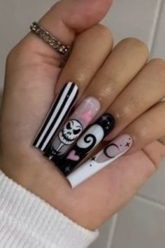 Red Bottom Nails Ideas, Extra Halloween Nails, Marvel Themed Nails, Spooky Nails Acrylic, Themed Nails, Spooky Nails, Halloween Acrylic