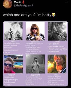 an instagram page with the caption which one are you? i'm betty