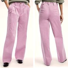 Brooks Brothers Pleated Corduroy Trousers. Stunning And Classic Business Casual Pants That Add A Fun Color To Your Wardrobe. High Rise Zip And Button Fly Front Pleating Front And Back Pockets Relaxed Wide Leg Trouser Styling Slightly Stretchy Cotton Blend Brand New With Tags. Sz 8 Inseam 33 Rise 12 Waist Measured Straight Across 15.5 Bin 35 Pink Fitted Corduroy Bottoms, Classic Business Casual, Business Casual Pants, Corduroy Trousers, Fun Color, Trouser Style, Jumpsuit Trousers, Brooks Brothers, Trousers Women