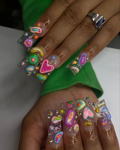 Nails Care, Junk Nails, Duck Nails, Colorful Nail, Drip Nails, Colored Acrylic Nails, Cute Acrylic Nail Designs, Exotic Nails, Really Cute Nails