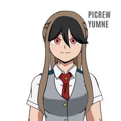 an anime character with long hair wearing a school uniform and red tie, standing in front of a white background