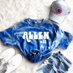 ✰ Go Bills! ✰ Whether you're tailgating or watching from the couch, this comfy Allen bleach dyed tee is the ideal way to rep your favorite team. Important Info: ✰ Gildan Brand 100% preshrunk cotton tee ✰ Premium permanent vinyl design ✰ Each tee is individually bleach dyed, therefore bleach patterns will vary ✰ Our sizes are unisex, please refer to the sizing chart to find your perfect fit! ✰ All bleached shirts are washed in Tide detergent after bleaching. Please include a buyer's note if there Tide Detergent, Nfl Shirts, Football Kids, Bleach Dye, Football Tees, Buffalo Bills, Football Shirt, Kid Tees, Kids Tops