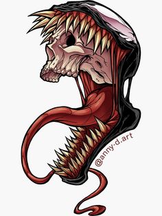 a drawing of an alien head with sharp teeth