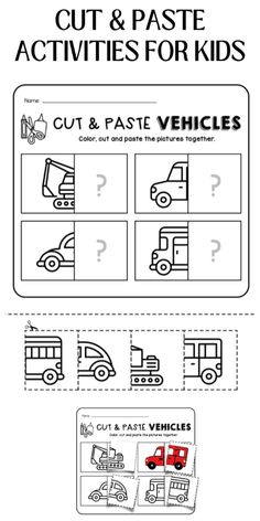 the cut and paste worksheet for vehicles