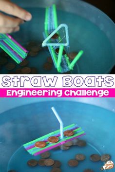 this is an easy and fun science project for kids to learn how to make straw boats