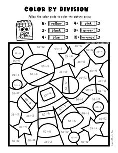 the color by division worksheet is filled with numbers and shapes to help students learn how