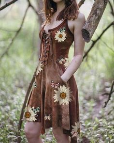 Elven Costume, Gaun Abad Pertengahan, Pirate Dress, Sunflower Butterfly, Butterfly Print Dress, Estilo Hippie, Medieval Dress, Irregular Hem, Short Mini Dress