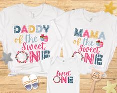 "Looking for matching family shirts for a cupcake themed first birthday party. These cute shirts are perfect for a sweet one birthday party for a little girl turning 1. Sweet One birthday shirt, Cupcake First Birthday Family Matching shirts, 1st Birthday Party, 1st birthday shirt, Cupcake birthday shirt ⭐️HOW TO ORDER⭐️ Select your quantity of shirts in the specific colour/size and click \"ADD TO BASKET\"   Repeat as needed by returning to the listing button to add more shirts. Proceed to Checko Cute T-shirt For First Birthday And Father's Day, Cute Personalized Tops For First Birthday, Cute T-shirt For First Birthday On Father's Day, Cute First Birthday T-shirt With Custom Print, Cute Custom Print T-shirt For First Birthday, Cute White T-shirt For First Birthday, Sweet Cotton T-shirt For First Birthday, Sweet White Top For Birthday, Sweet White Tops For Birthday