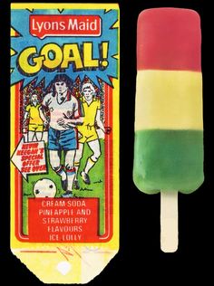 a popsicle with the word goal on it next to an ad for lollipop