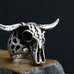 large ring solid silver Native American Folklore, American Folklore, Badass Skulls, Yellow Gold Mens Rings, Longhorn Skull, Buffalo Skull, Ram Skull, Skull Pendant Necklace, Gold Topaz