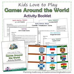 games around the world activity booklet for kids to learn about the countries and their flags