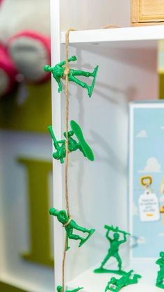 the toy soldiers are on display in the children's room