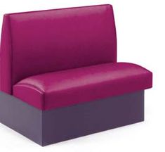 a pink and grey chair with no arms on white background, it appears to be in an office or waiting area