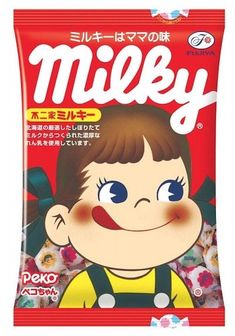 a bag of milky candy with an image of a smiling boy on the front