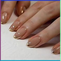 About this item Enhance your look effortlessly with our french fake nails, designed for the modern woman who values style and convenience. Easy application and removal make it ideal for busy lifestyles Crafted from high-quality materials, our short almond press on nails elegance and sophistication. Each nail features a unique gold chrome mirror metal design for added flair Perfect for all occasions, these glossy false nails are versatile and reusable, offering a cost-effective solution for achieving salon-quality nails at home. 24 pieces ensure you always have a perfect match Made with durable acrylic, these reusable stick on nails provide a secure fit and long-lasting wear. Enjoy the confidence of flawless nails that stay put throughout your day, no matter the activity Experience exceptio Gold French Tip, Light Colored Nails, Colored Nail Tips, French Tip Press On Nails, Chrome Nails Designs, Valentine Nails, Nagel Tips, Nails For Women, Nail Length