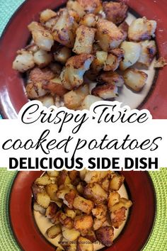 Crispy baked potatoes go great with any dinner idea! First boiled then baked the crisp potatoes are perfectly seasoned for your next breakfast, brunch or dinner!