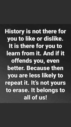 a quote that reads history is not there for you to like or dislke