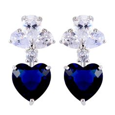 Metal Purity: 18k Metal: White Gold Plated Main Color And Stone: Blue N White Sapphire Cz Great Quality Guaranteed! From High Quality Supplier That Sells To Major Corporations. Gift Pouch Or Box - Yes! Elegant Blue Heart-shaped Earrings, Blue Elegant Heart Earrings For Pierced Ears, Elegant Blue Heart Earrings For Pierced Ears, Elegant Blue Heart Earrings For Anniversary, Elegant Blue Heart Drop Earrings, Elegant Blue Heart Cut Earrings, Blue Heart Earrings For Party, Blue Heart-shaped Earrings For Party, Blue Heart-shaped Drop Earrings For Party