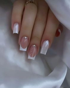 French Nail Wedding, Nails For Receptionist, Wedding Guest Nails Square, Gel French Tip On Natural Nails, Square Engagement Nails, Elegant Formal Nails, Natural Nails Manicure Design, Nails For Confirmation, Milky White Nails French Tip