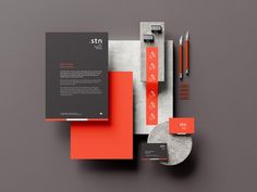 the stationery is designed to look like it has been made with different colors and materials