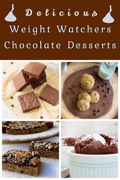 delicious weight watchers chocolate desserts with text overlay that reads delicious weight watchers chocolate desserts