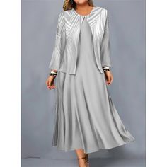 Season:Winter,Fall; Fabric:Polyester; Sleeve Length:Long Sleeve; Look After Me:Machine wash; Gender:Women's; Style:Mature; Elasticity:Micro-elastic; Occasion:Vacation,Daily,Going out,Outdoor,Weekend; Fit Type:Loose Fit; Dresses Type:Ethnic Dress,Dress Set,Two Piece Dress,Casual Dress; Pattern:Leaf; Design:Print; Neckline:Crew Neck; Special Size:Plus Size; Front page:FF; Listing Date:09/19/2023; Production mode:External procurement; Bust:; Length:; Length [Top]:; Fit US Size:; Fit UK Size:; Fit E Gray Shift Dresses, Spring Gray Shift Dress, Two Piece Dress Casual, Ethnic Dress, Print Midi Dress, Dress Set, Casual Sets, Midi Length Dress, Long Sleeve Midi Dress