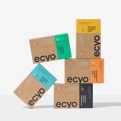 several different boxes stacked on top of each other in the shape of an eco logo