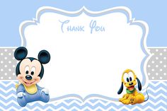 mickey mouse and pluto the dog thank you card