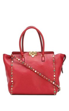 ValentinoRockstud Rolling Trapeze Tote Bag - Runway Catalog Valentino 2017, Danse Lente, Valentino Handbags, Brown Leather Totes, Valentino Rockstud, Round Top, Valentino Bags, Large Bag, Lv Bag