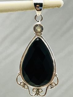 Black Onyx and Opalite Pendant - Morganna’s Treasures Black Natural Stones Gemstones For Gift, Mystical Black Jewelry For Healing, Spiritual Black Jewelry With Large Stone, Physical Strength, Ending A Relationship, Gothic Accessories, Protection Stones, Spiritual Awareness, Good Fortune