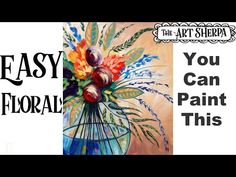 the art sherpa logo with an image of flowers in a vase and text that reads, you can paint this