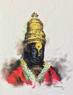 a painting of a man wearing a gold headdress