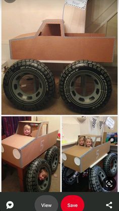 Monster Truck Party Crafts, Diy Cardboard Monster Truck, Card Board Monster Truck, Monster Truck Cutouts, Monster Truck Photo Prop, Monster Truck Halloween Costume Diy, Monster Jam Photo Shoot, Monster Truck Birthday Games, Monster Truck Birthday Party Ideas Diy