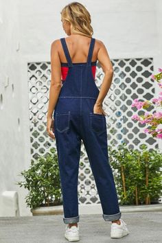 Grommet Detail Dark Blue Denim Overall Overall Jumpsuit, Boyfriend Denim, Dark Blue Denim, Women Sleeve, Light Blue Denim, Denim Overalls, Basic Tee, Lingerie Collection, Casual Denim