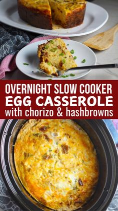 overnight slow cooker egg casserole with chorizo and hashbrowns