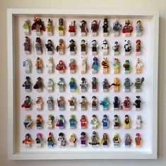 77 Lego Minifigures large frame display - Lego Minifigures Frame Display - 1 Lego Frame, Brick Bonds, Lego Display, Ribba Frame, Display Frames, Ikea Ribba Frames, Lego Craft, Lego Room, Lego Storage