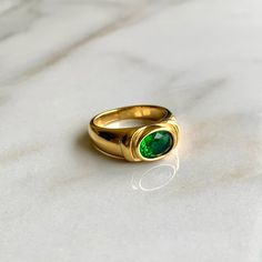 Classy, Simple Green Emerald Statement Ring, Made Of 18k Gold Plated Titanium, High Quality, Upscale Elegant And Tarnish Free. It's A Very Classy And High End Design. Can Be Worn Alone Or Stack With Other Rings. Material: 18k Gold Plated Titanium Size: 6,7,8 This Product Is Tarnish Resistance And Hypoallergenic Free Shipping On All Domestic Oders $35+ (Us Only) Free Shipping On Worldwide Orders $75+ (Use Freeship75 At Check Out) All Orders Ship Next Day! Green Gem Ring, Emerald Signet Ring, Pink Gem Ring, Green Crystal Ring, Emerald Statement Ring, High End Design, Silver Emerald Ring, Dainty Wedding Ring, Silver Flower Ring