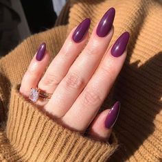 "Add a touch of sparkle to your early fall look with these glittery nail designs. ✨💅 Perfect for a night out or just to add some glam to your everyday style. #GlitterNails #SparkleSeason #NailGoals #FallFashion #NailArt #NailInspo #NailSwag #NailAddict #NailObsessed #FallNails" Eggplant Nails, Nails Almond Medium, Purple Press On Nails, Color Uva, Press On Nails Almond, Nails Press Ons, Plum Nails, Purple Nail Designs