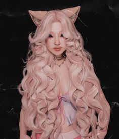 a woman with long blonde hair and cat ears