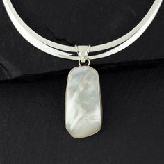 large mother of pearl pendant in sterling silver Polished Mother Of Pearl Pendant Jewelry, Mother Of Pearl Pendant, Sterling Silver Choker, Large Pendant Necklace, Hammered Sterling Silver, Pearl Choker Necklace, Silver Choker, Pearl Pendant Necklace, Pearl Choker