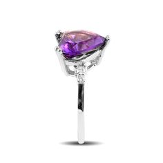 . Amethyst Promise Ring With Diamond Accents, Amethyst Diamond Ring For Promise, Amethyst Ring With Diamond Accents For Promise, Amethyst Promise Ring With Brilliant Cut, Amethyst Promise Ring With Brilliant Cut Diamond, Amethyst Ring With Diamond Accents, Classic Diamond Solitaire Amethyst Ring, Classic Solitaire Amethyst Ring With Diamond, Trillion Cut Rings With Diamond Accents For Formal Occasions